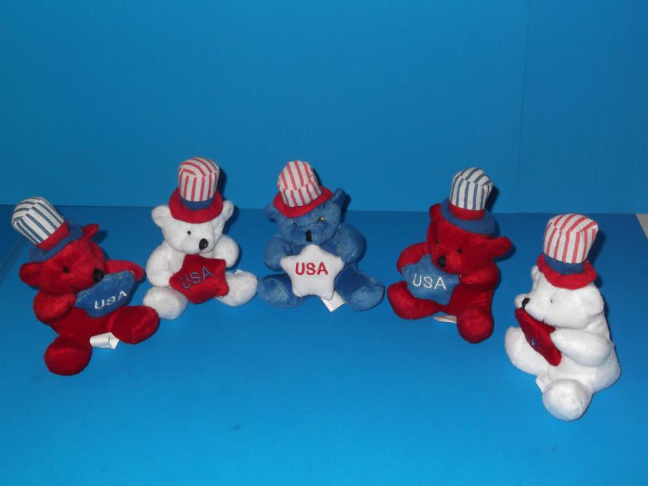 (5) 4th of July Stuffed Bears 5