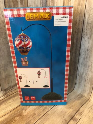 Lemax Soaring Stars & Stripes Carnival Balloon Ride Animated Air Balloon NEW
