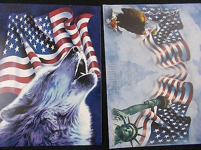Wolf American flag Greeting note Cards lot 12 