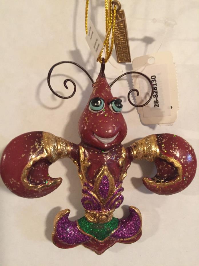 Katherine's Collection Crawfish Mardi Gras Christmas Ornament