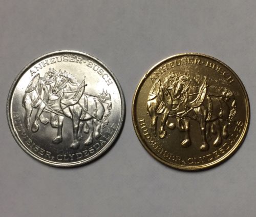 Lot Of 2 1970 Budweiser Mardi Gras New Orleans Doubloon Clydesdales Busch