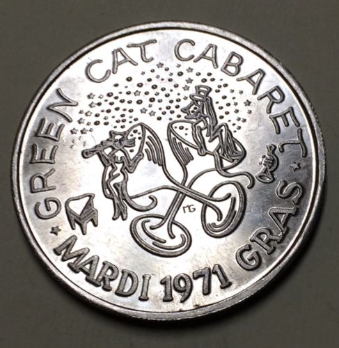 1971 Green Cat Cabaret Jolly Jacks Carnival Club Mardi Gras Doubloon Jack