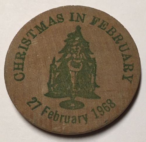 Rare February 27 1968 Merry Maskers Arabi Louisiana Mardi Gras wood Doubloon