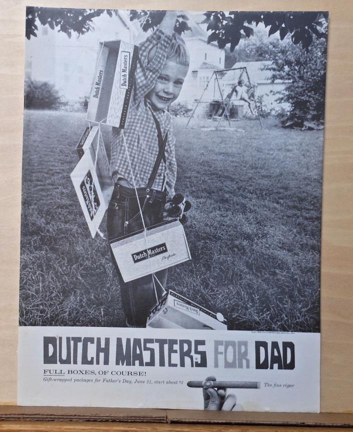 1959 magazine ad for Dutch Masters Cigars - for Father's Day, little boy & boxes
