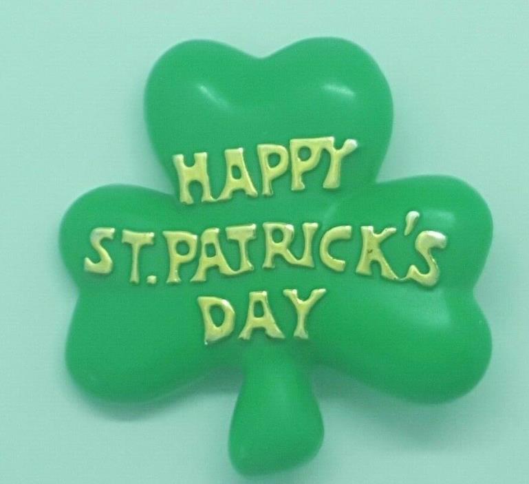Vintage Shamrock Pin Happy St. Patricks Day Green Collectible Holiday AGC