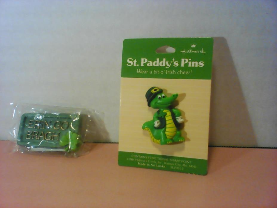 Vintage Hallmark St. paddy's pin#SLP3512 and Erin Go Bragh pin, 2.25 x 1.25