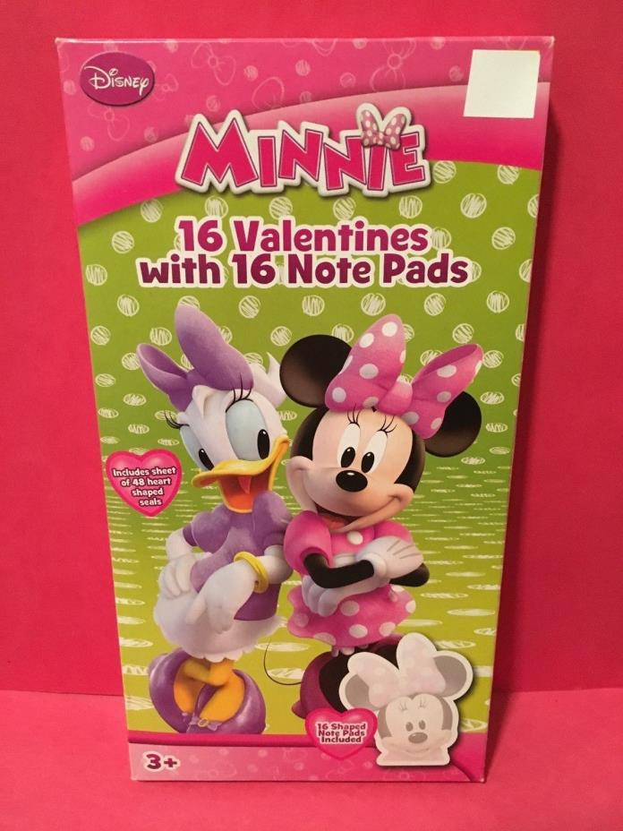 DISNEY MINNIE 16 VALENTINES DAY CARDS WITH 16 NOTEPADS NEW IN PACKAGE