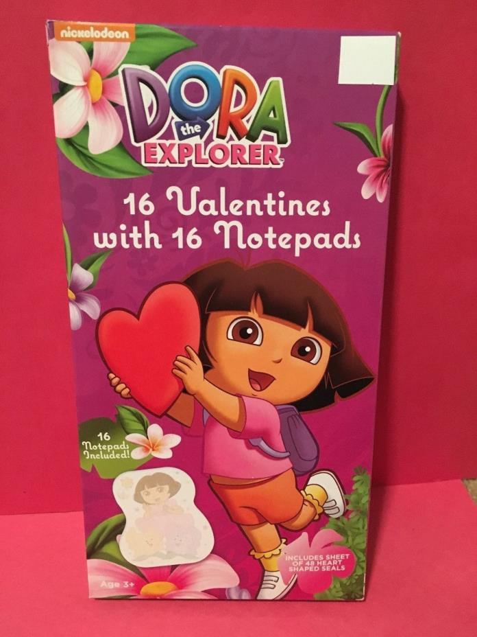 NICKELODEON DORA THE EXPLORER 16 VALENTINES DAY CARDS AND 16 NOTEPADS NEW IN BOX