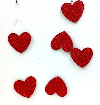 Red Glitter Foam Heart Garland~6 Hearts per Garland~6 ft.Long x 4