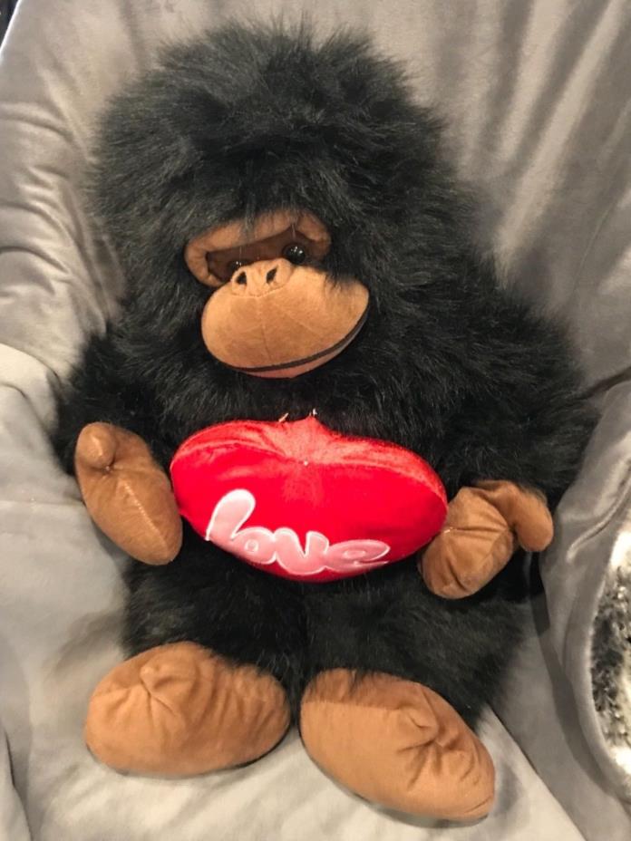 Large Gorilla monkey plush animal doll Love 24” Heart Message 