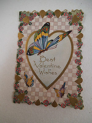 Vintage Valentine Card Valentine's Day Whitney Made Butterfly Best Wishes