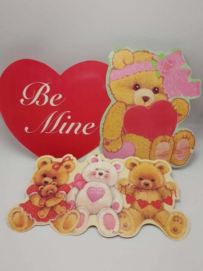 Valentine Cardboard Wall Decor Cutout Teddy Bear Heart Eureka Lot 3 Pink Red USA
