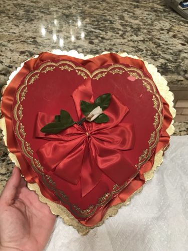 Vintage Candy Valentine Red Flower Heart Box