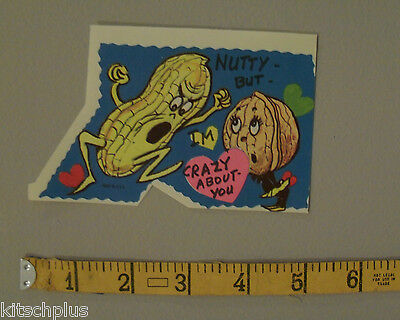Vtg Valentine Card Anthropomorphic  Peanut Walnut Nut Nutty Food Unused
