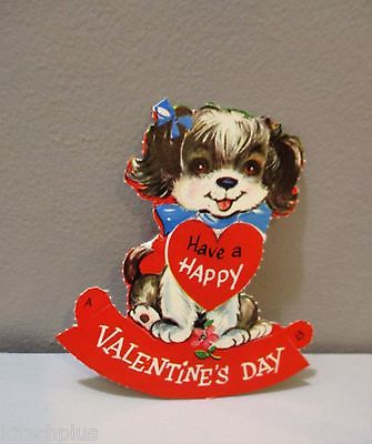Vtg Valentine Card Cute Puppy Dog Have a Happy Valentine's Day Unused