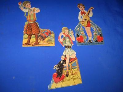 3 VINTAGE VALENTINES WITH MOVEABLE PARTS  -  L@@K