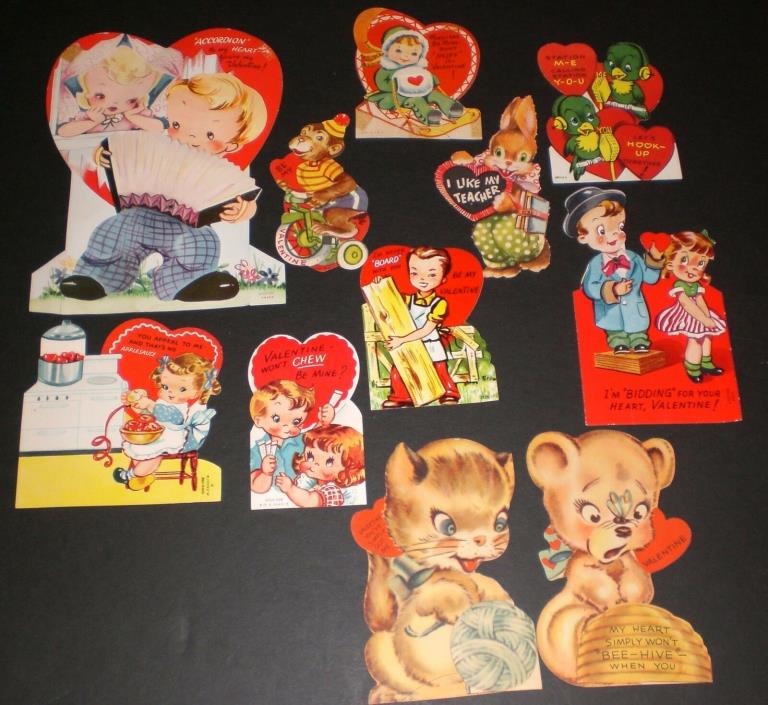 Valentine's Day Lot of 27 Vintage Valentine Card Die Cut