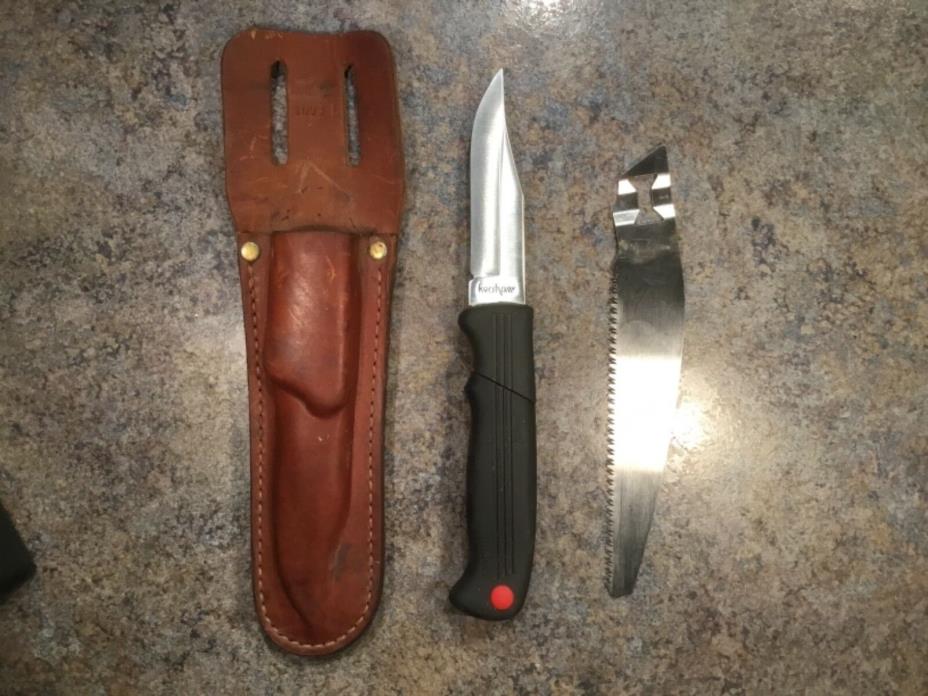 Leather 1095 L Case Sheath with 2 blades and handle