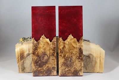 BURL RED COMPOSITE KNIFE HANDLE MATERIAL BLANK SCALES (119)