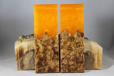 BURL ORANGE COMPOSITE KNIFE HANDLE MATERIAL BLANK SCALES (171)