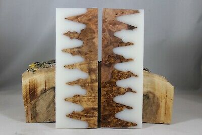 BURL WHITE COMPOSITE KNIFE HANDLE MATERIAL BLANK SCALES (201)