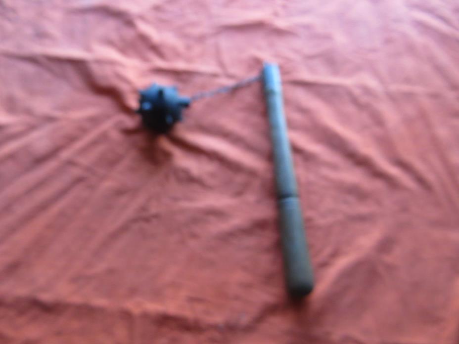 VINTAGE FLAIL MIDEVIL IRON SPIKE BALL WOODEN HANDLE