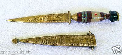 RARE Middle Eastern DECORATIVE KNIFE w/ Sheath - Unique Glass Handle - Syria