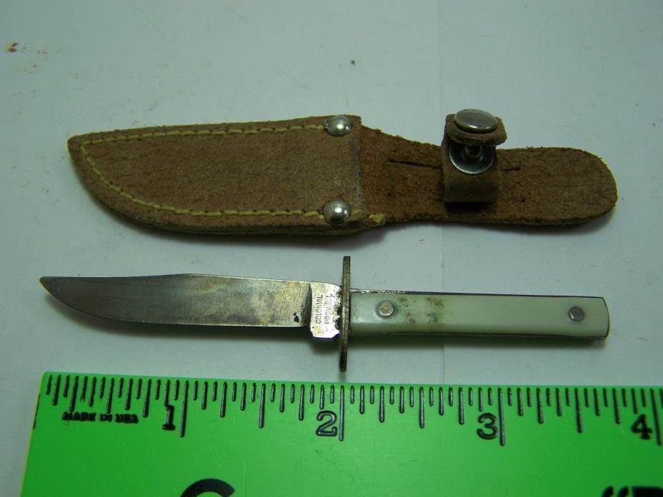 Vintage Colonial Fixed Blade Mini Knife With Leather Sheath