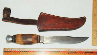 H G CUTLERY Solingen Germany STAG Handle HUNTING KNIFE with Sheath