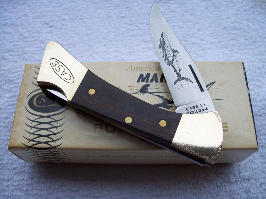 1978 Case xx Mako Folding Lockback Knife Wood Handles with Sheath NIB