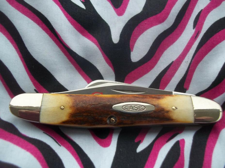 CASE STAG HANDLE RED SCROLL TWO DOT 5347  POCKET KNIFE