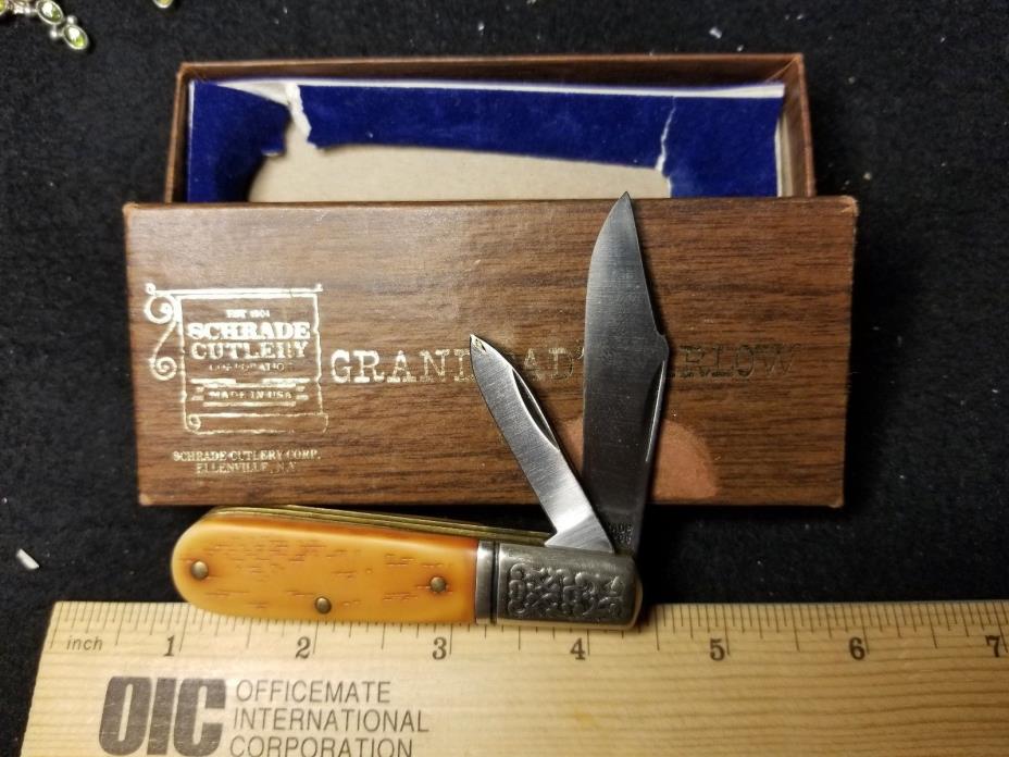 Schrade GRAND DADS BARLOW 2 BLADE 206 KNIFE SCHROLLED BOLSTERS USA