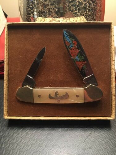 Vintage German Tree Brand Boker Canoe Knife Antique American Indian Commemorativ