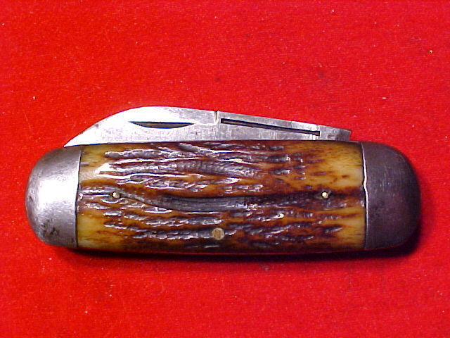CASE BROS LITTLE VALLEY NEW YORK SUN FISH POCKET KNIFE GREEN BONE HANDLE 1900-14