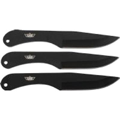 UZI Throwing Knife with Stainless Steel Blade  Leather Sheath, Set of 3, Black