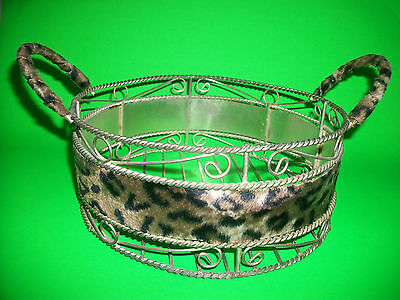SILVER ALUMINUM LEOPARD WRAP CASSEROLE DISH HOLDER CARRIER carry HOT DISHES