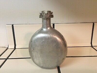 Vintage aluminum flask liquor water whiskey 6”