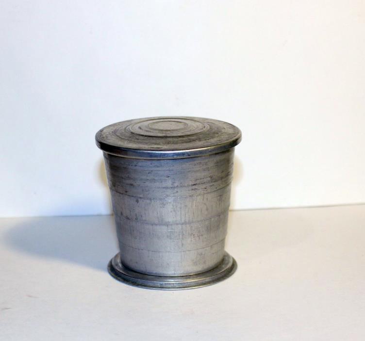 Vintage Aluminum Travel Cup, Cute Almuinum Cup, Silver Desk Storage