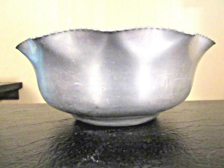 Lehman Aluminum Hand Forged Floral Pattern Bowl Serrated Edge