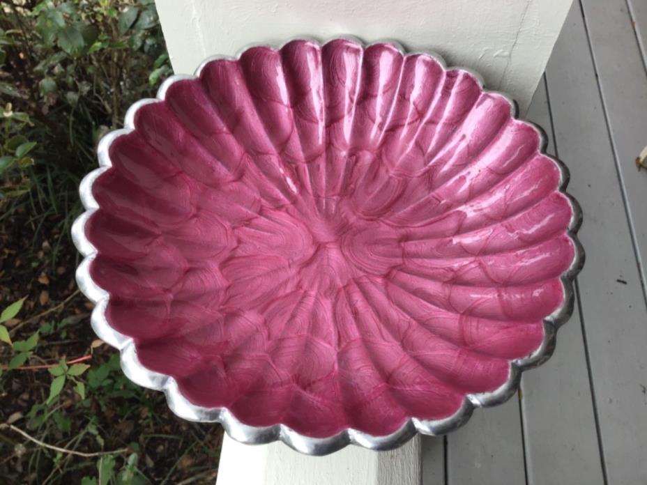 JULIA KNIGHT PEONY Raspberry Pink Purple 7.5” Medium PEDESTAL CAKE STAND 2008