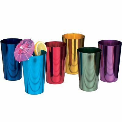 6 Anodized Aluminum Drinking Tumblers 16 oz Vintage Retro Glasses Water Cup Set