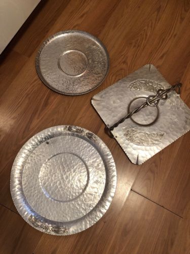 3~HAMMERED ALUMINUM CONTINENTAL STAMPED HAND WROUGHT # 339 patent pending TRAYs