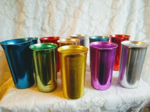 11 Anodized Aluminum Metal Vintage Tumblers Multi Colors Sunburst Color-Craft