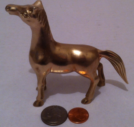Vintage Solid Brass Metal Horse, Pony, Statue, Heavy Duty, Quality