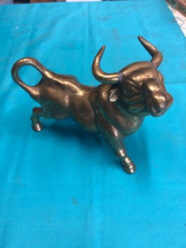 Vintage Brass Bull Western Decor Heavy 2.5 Lbs 8” Wide 6” Tall Classic Bull