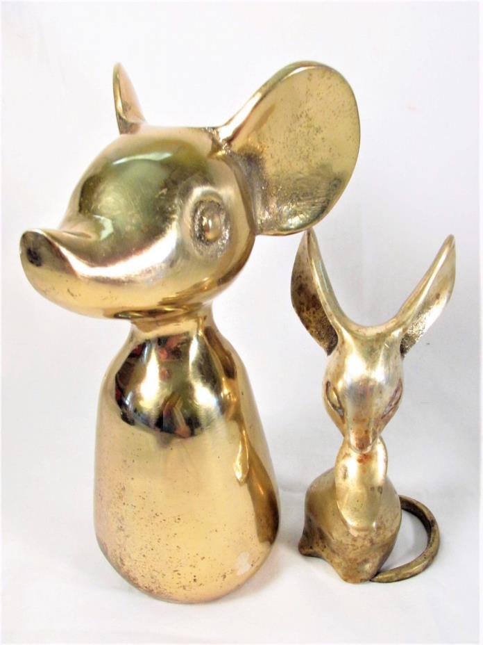 Vintage Lot Of 2 Brass Mice Mouse / GATCO / Paperweight & Doorstop