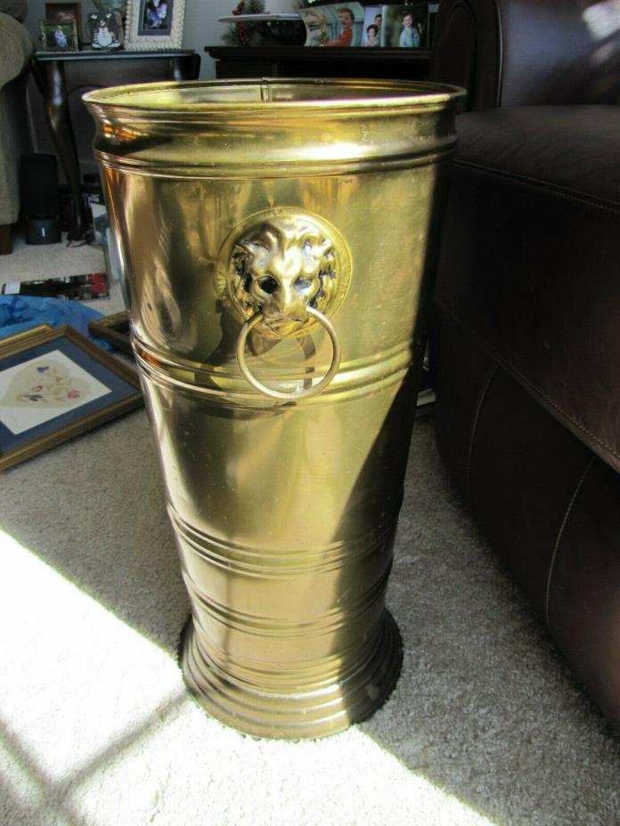 Vintage Brass Lion's Head Umbrella Stand