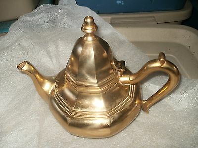 ANTIQUE BRASS TEAPOT ****STERLING SILVER LINED ****