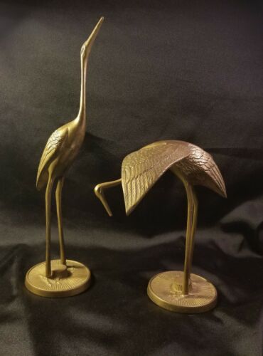 Vtg Brass Crane Figurine Leonard Silver MFG.CO Solid Brass Collection 1960s
