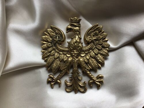 Vintage Polish Eagle Brass Wall Plaque Made In Poland Used